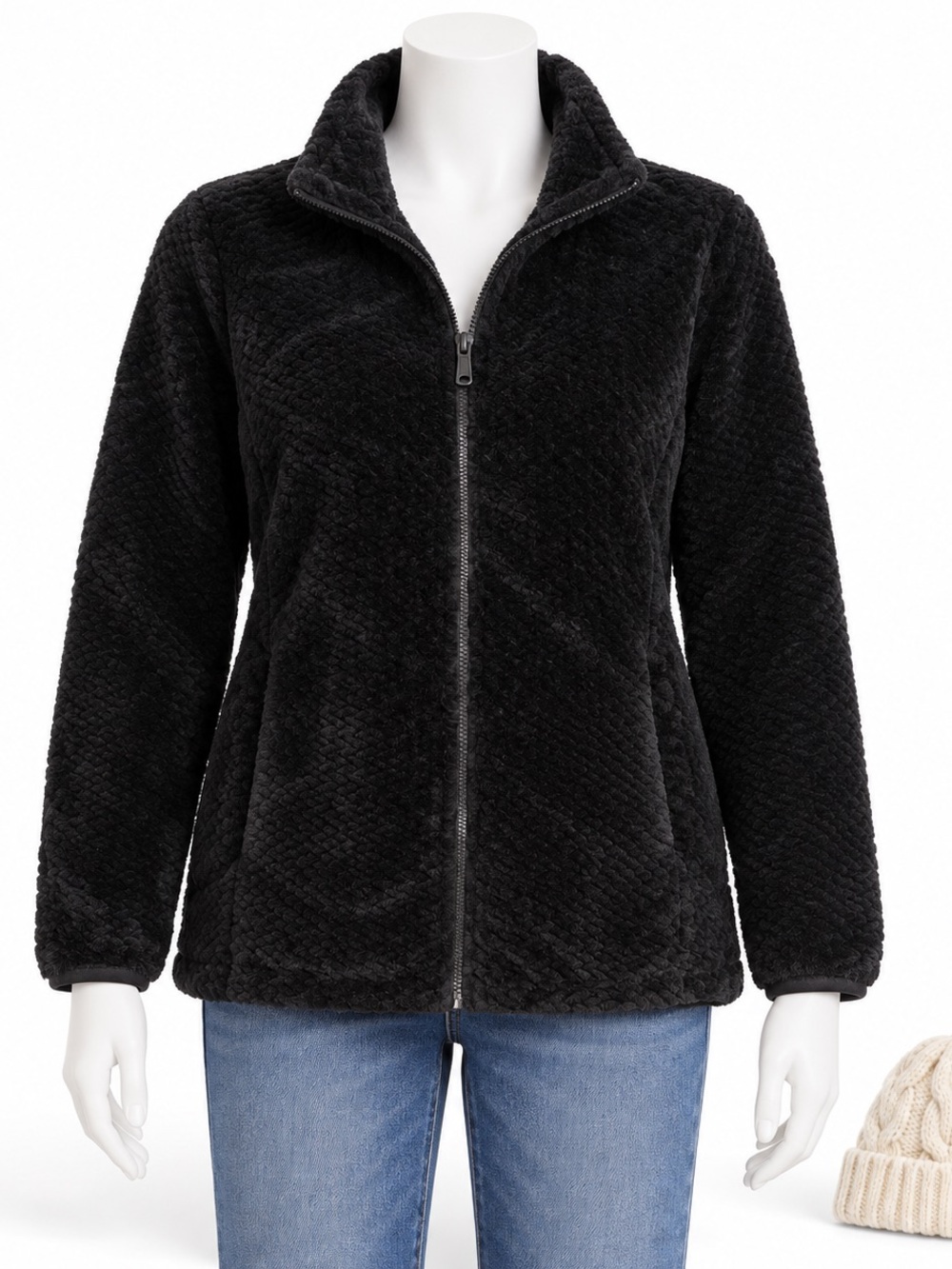 FREE2B Black Sherpa Fleece Full-Zip Jacket Women’s Medium